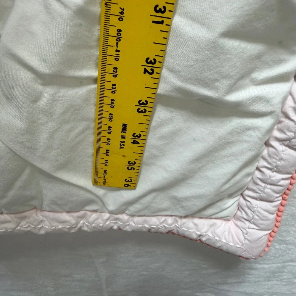 Cloud Island Target Baby Crib Quilt Mint Green Polka Dot Pink Pom Pom Trim 30x38